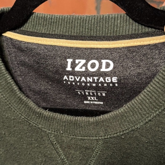 IZOD Advantage Performance Colorblock Crewneck Sweatshirt Green Beige Black XXL - Picture 6 of 6